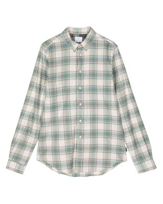 PS by Paul Smith White Plaid-check Cotton Shirt for men