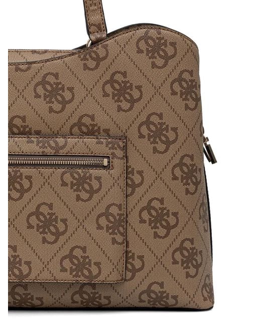 Guess Brown Jaine Logo-Monogram Horsebit Tote Bag