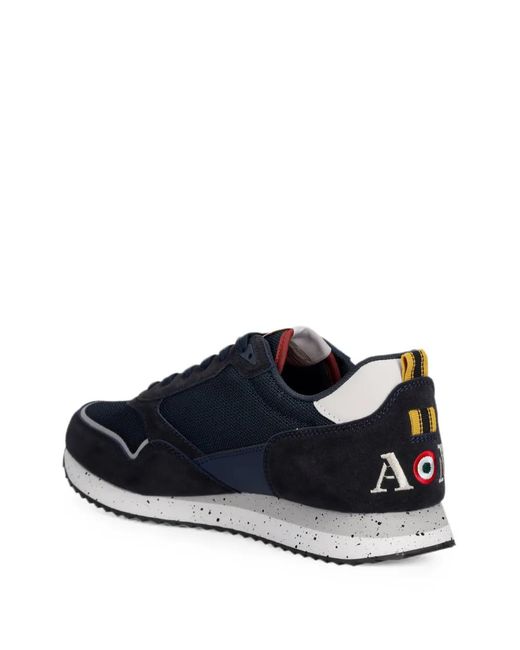 Aeronautica Militare Blue Logo-Embroidered Sneakers for men