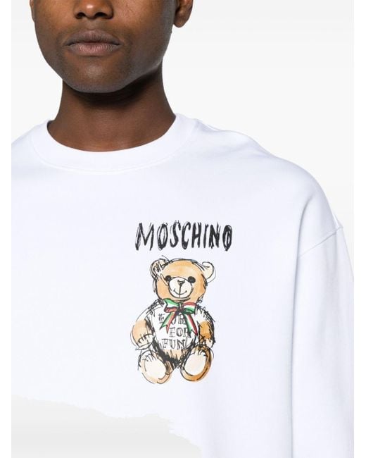 Moschino White Teddy Bear-print Cotton Sweatshirt for men