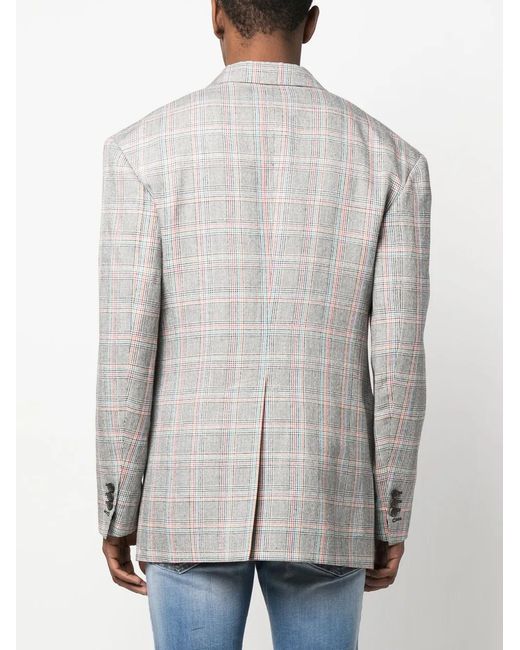 DSquared² Gray Plaid-Pattern Single-Breasted Blazer for men