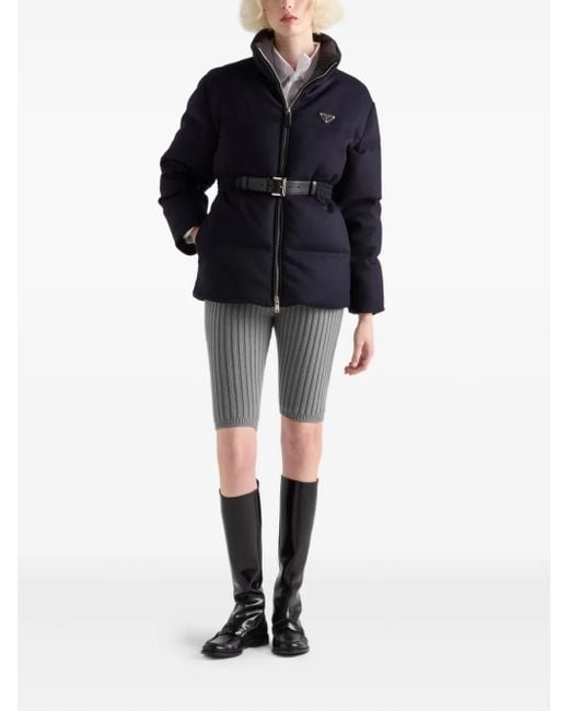 Prada Blue Belted Puffer Jacket
