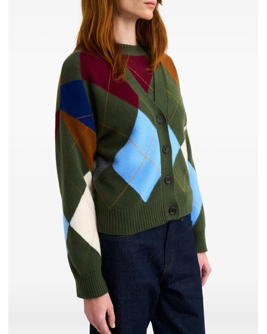 Pringle of Scotland Green Argyle-Pattern Cardigan