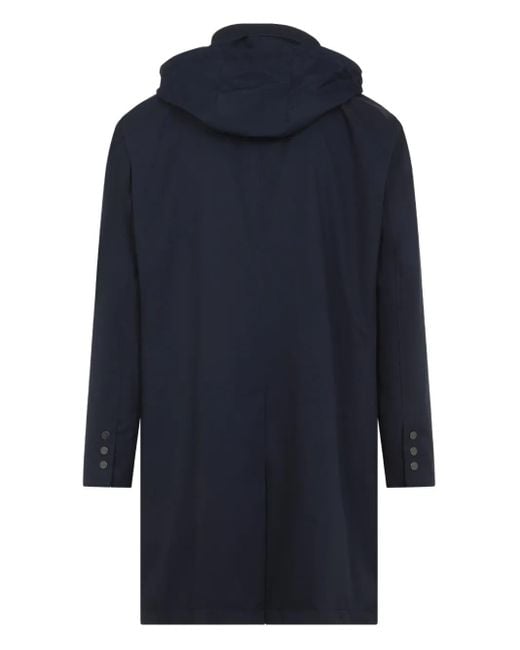 Kiton Blue Button-Up Hooded Coat for men