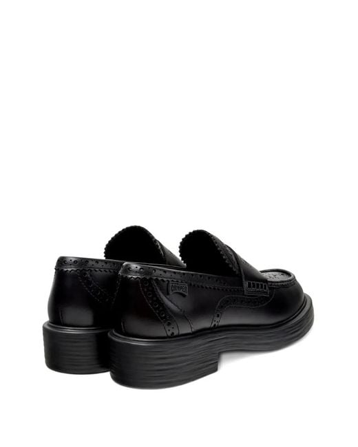 Camper Black Smooth Leather Brogue Loafers