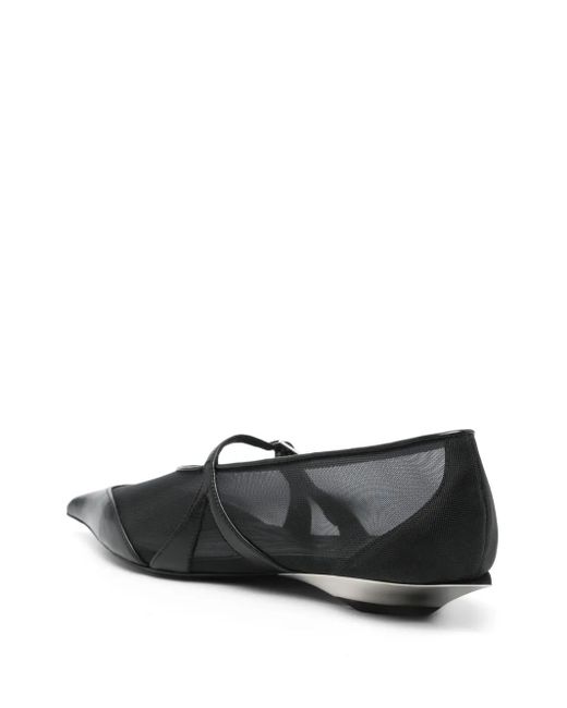 Mugler Gray Mesh Ballet Flats