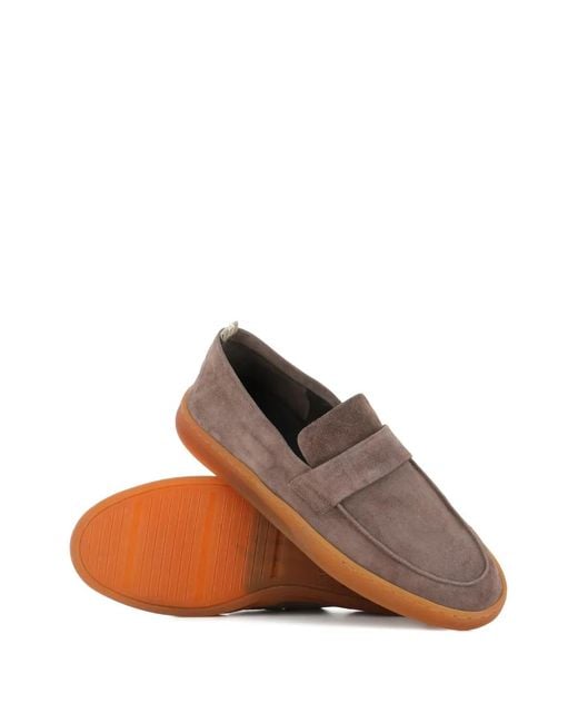 Officine Creative Brown Suede Loafers for men