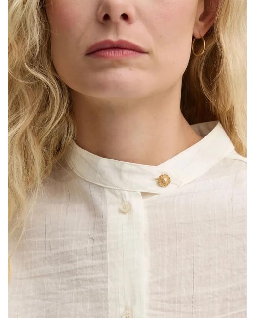 Sessun Blue Strukturierte Bluse mit goldenen Knöpfen