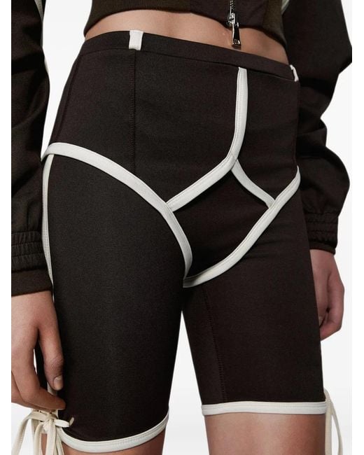SRVC Studio Black Long John Contour-Panel Tie-Detail Shorts