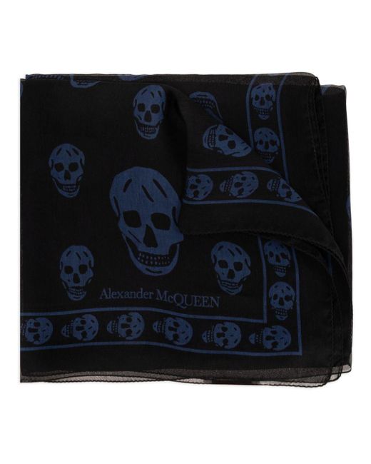 Alexander McQueen Black Skull-print Silk Scarf for men
