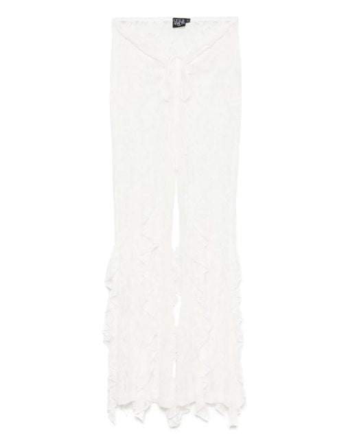 Leslie Amon White Hose Mit Rüschen