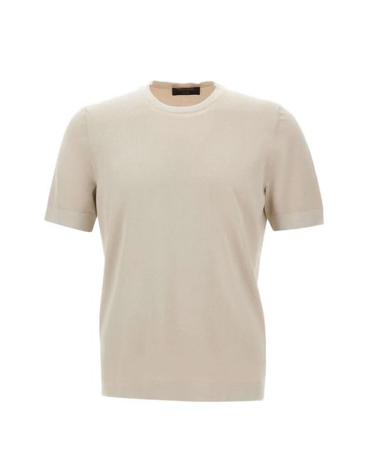 Gran Sasso White Crew-Neck Short-Sleeve Sweater for men