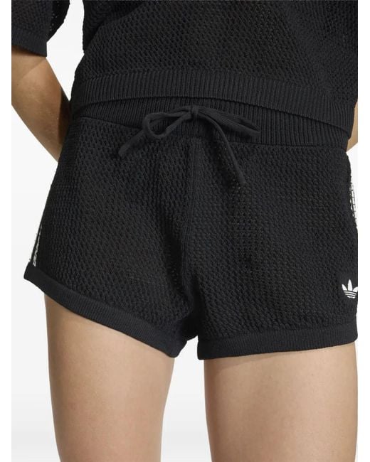 Adidas Black Stripes Drawstring Shorts