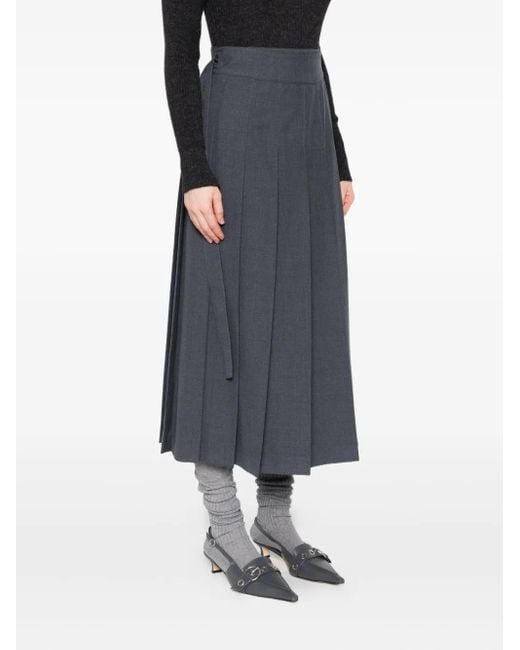 Rohe Gray Buttoned Midi Pleated Skirt