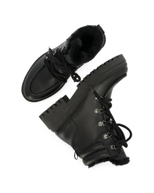 Mexx Black Lace-Up Shearling Boots
