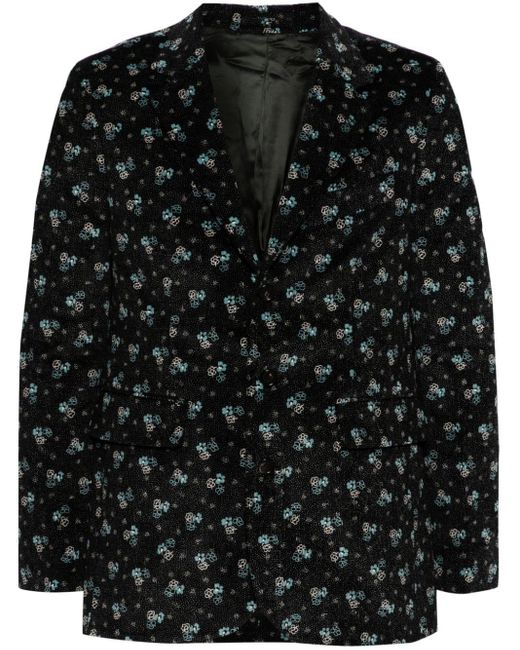 Bode Black Chicory Floral-print Corduroy Blazer for men