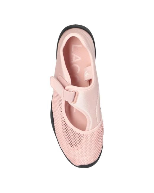 Lacoste Pink Low Mystere Mesh-Panel Touch-Strap Sneakers