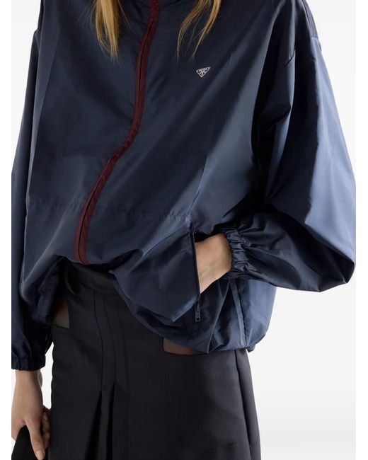 Prada Blue Elasticized-Cuff Zip-Fastening Jacket