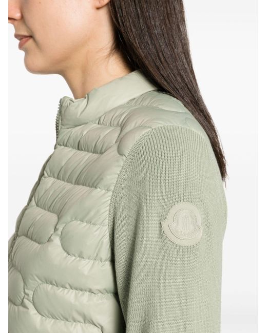 Moncler Green Logo-patch Quilted-panel Jacket