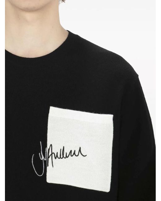 J.W. Anderson Black Logo-Embroidered Crew-Neck Jumper for men