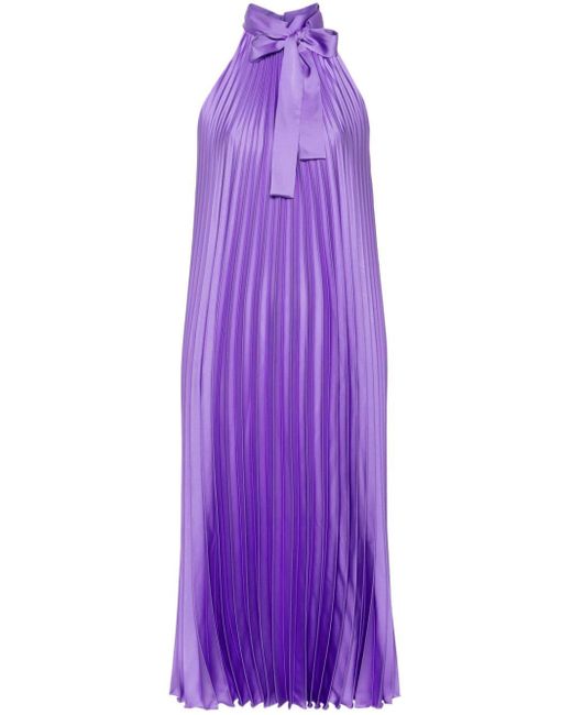 Liu Jo Purple Satin Pleated Dress