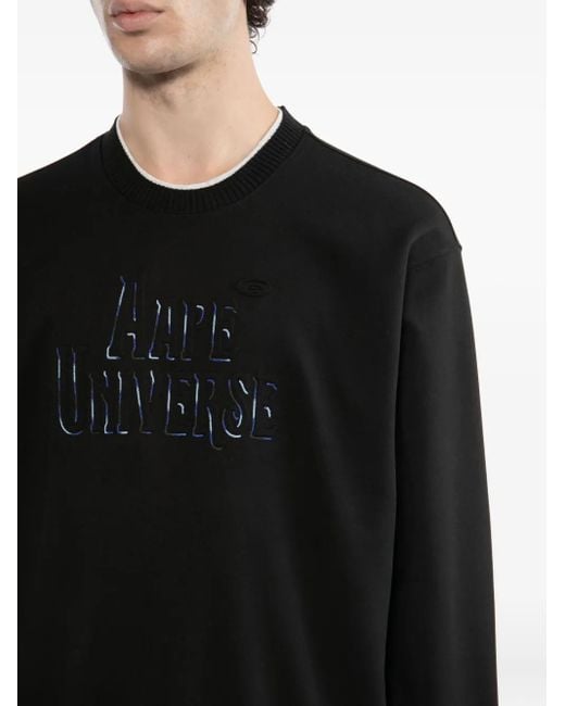 Aape By A Bathing Ape Black Logo-Embossed Sweatshirt for men