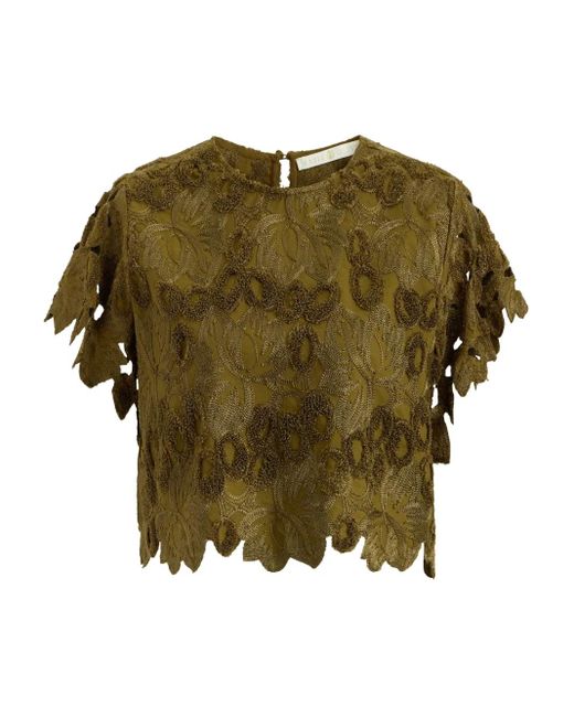 Marie Oliver Pelumi Blouse Met Borduurwerk En Gewelfde Afwerking in het Green