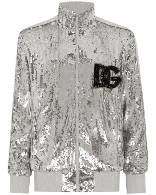 メンズ Dolce & Gabbana スパンコール ボンバージャケット Gray