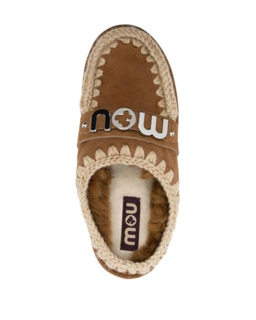Mou Brown Logo-Plaque Chunky Slippers