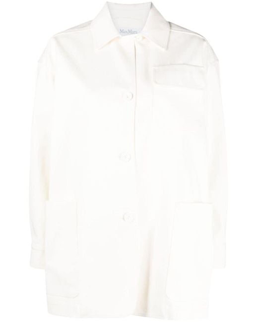 Max Mara White Oversized Long-sleeve Cotton Shirt