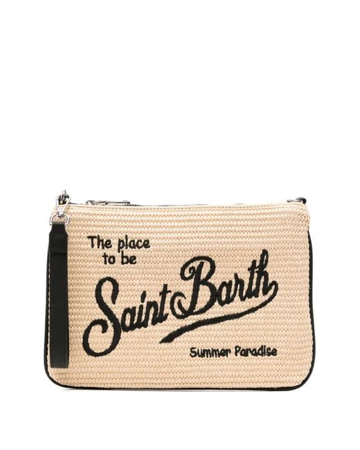 Mc2 Saint Barth Natural Parisienne Logo-Embroidered Woven Clutch Bag