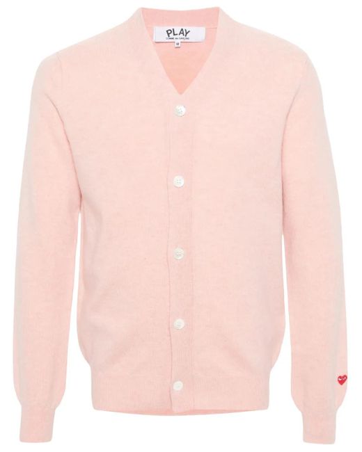 COMME DES GARÇONS PLAY Pink Logo-Appliqué Wool Cardigan for men