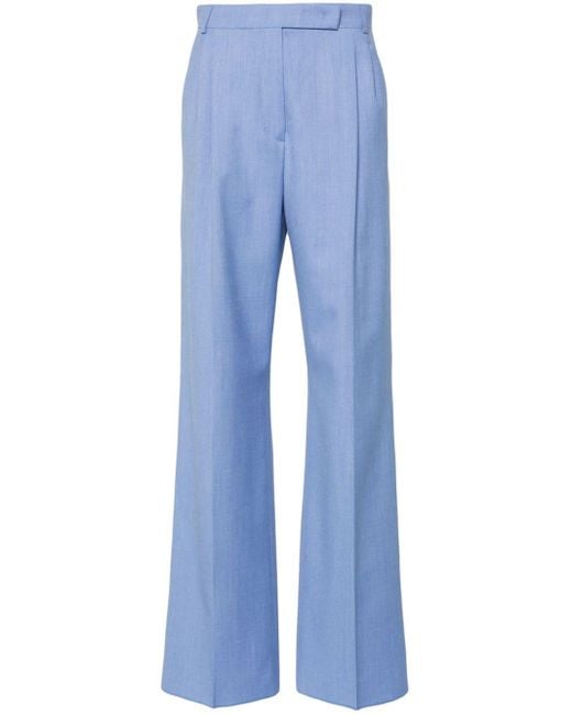 Max Mara Blue Mélange Virgin-wool-blend Trousers
