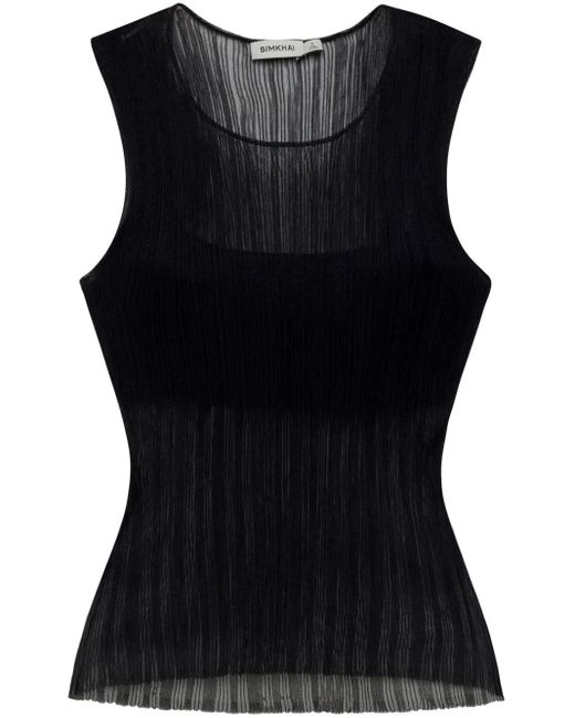 Jonathan Simkhai Oakley Semi-Doorzichtige Tanktop in het Black