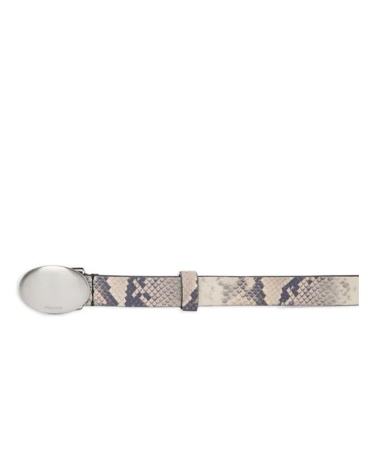 Pinko White Python-Print Belt With Oval Buckle, 2 Cm