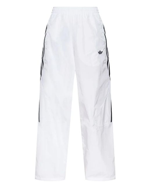 Adidas White Logo-Embroidered Track Pants