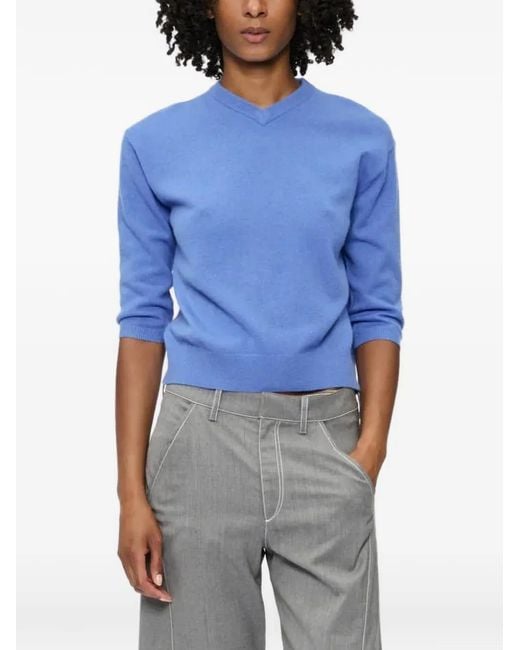 6397 Blue V-Neck Cashmere Sweater