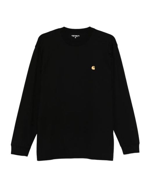 Carhartt Black Logo-Embroidered Long-Sleeve T-Shirt for men