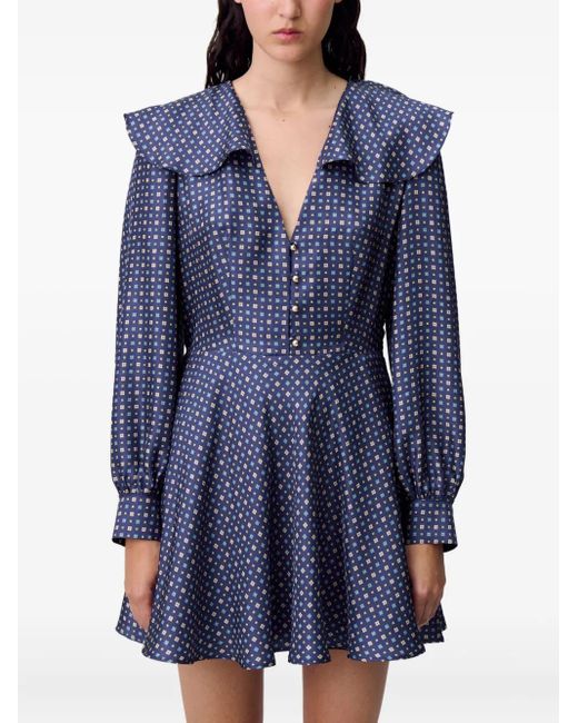 Claudie Pierlot Blue Silk Mini Dress