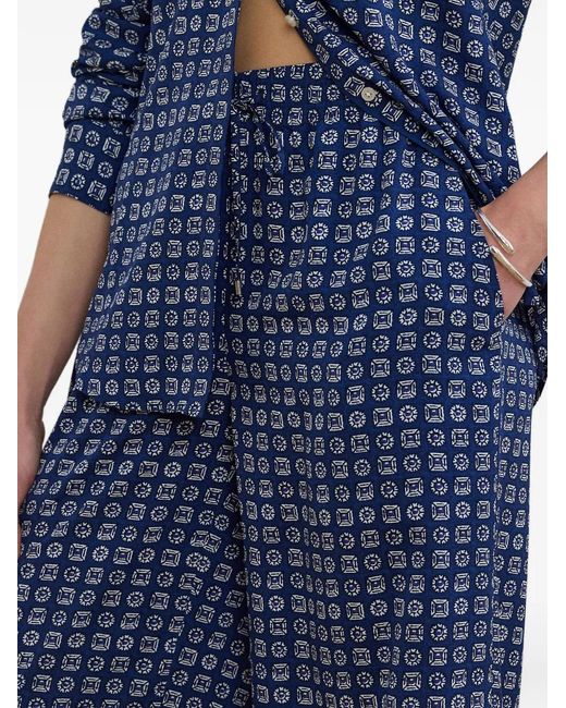 Ralph Lauren Blue Geometric-Pattern Trousers