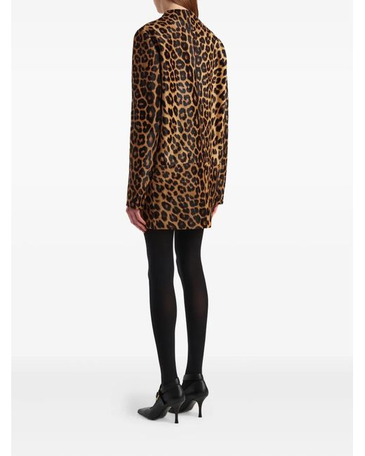 Khaite Black Leopard-Print Mini Dress