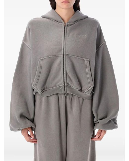 Sudadera corta con capucha y cremallera Alexander Wang de color Gray
