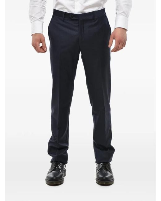 Corneliani Blue Academy Virgin-Wool Trousers for men