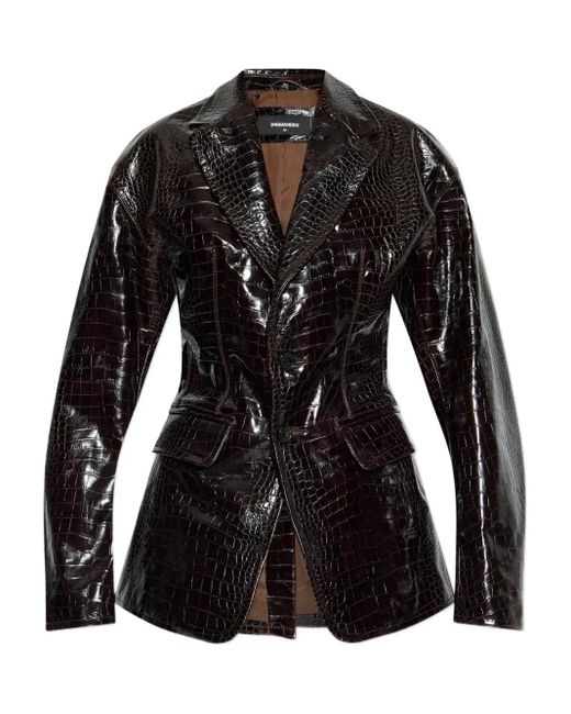 DSquared² Black Crocodile-Embossed Blazer