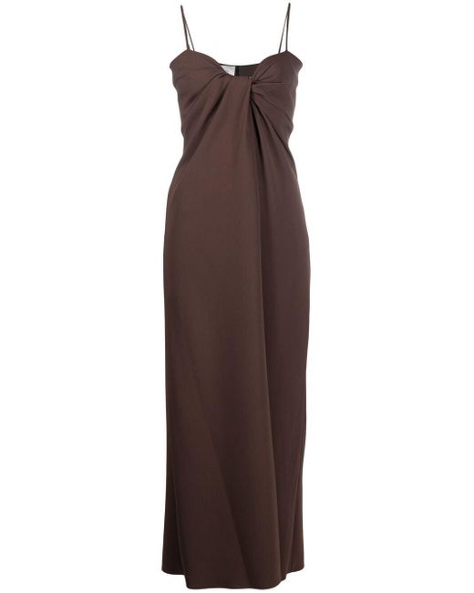 Valentino Long Dress In Brown Stretch Cady