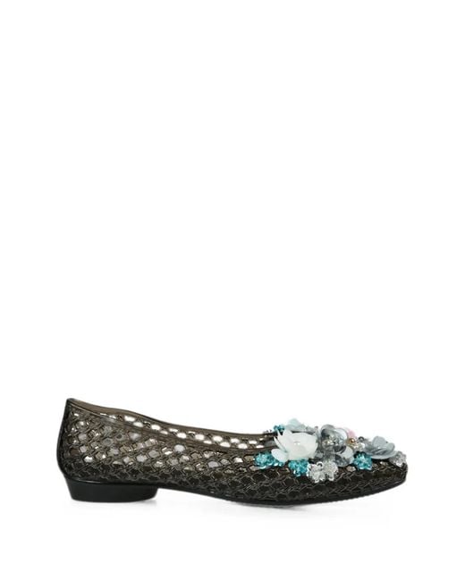 HEAVENLY JELLY White Orchid Floral-Appliqué Ballet Flats