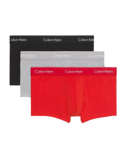 Calvin Klein Red Logo-Waistband Boxers (Pack Of Three) for men
