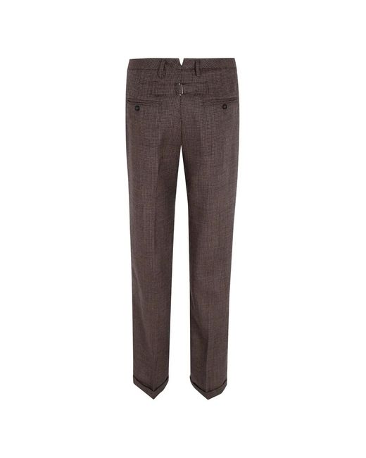 Seventy Brown Houndstooth-Pattern Wool Trousers