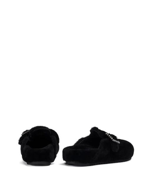 Le Silla Black Embellished-Buckle Slip-On Sandals