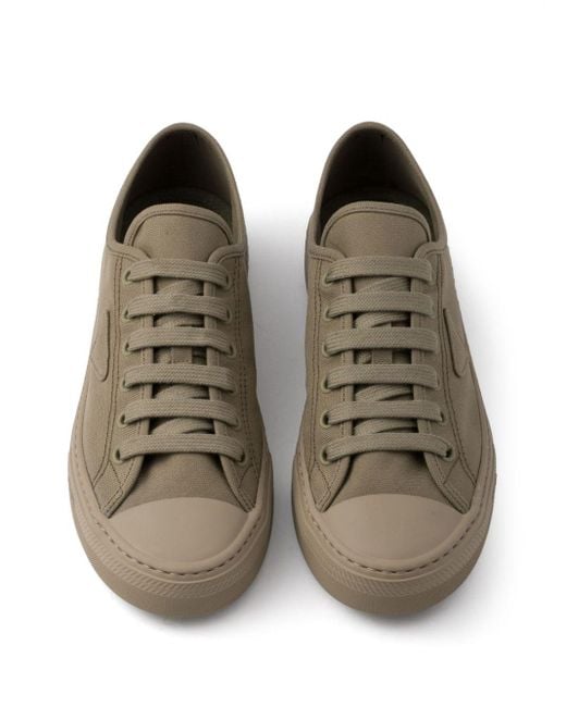 Prada Brown Triangle-Logo Hemp Sneakers for men